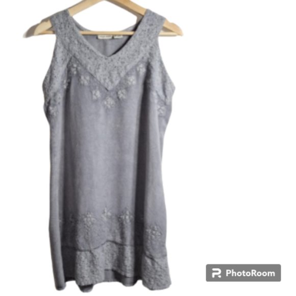 raya sun Embroidered Grey Dress Size Small - Picture 1 of 6